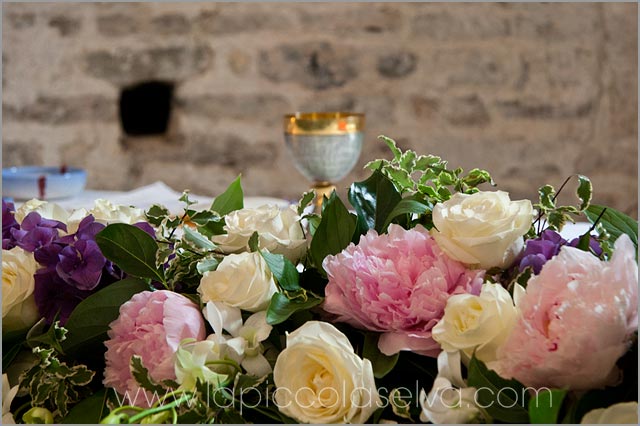 church floral arrangements with peonies
