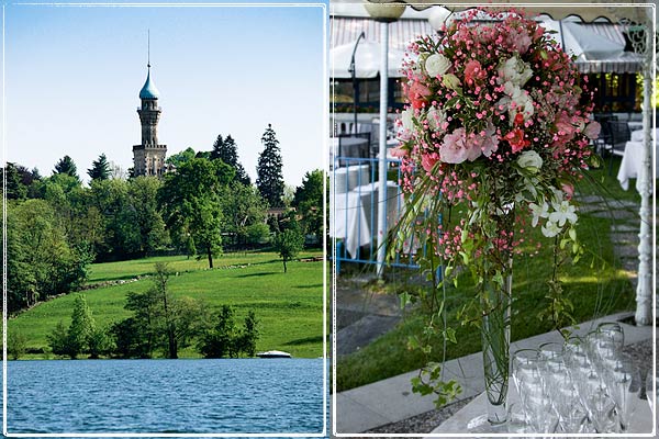 They decided on two large floral arrangements placed on a tall tapering 