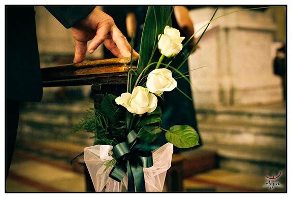 ChurchdecorationinItaly The bridal bouquet of Loretta was round and very