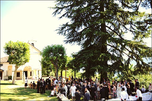 Wedding aperitif outside the Sacro Monte Church Ghiffa