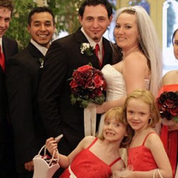 Red themed wedding in Stresa