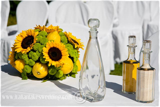 A wedding with sunflowers as the theme on Lake Maggiore
