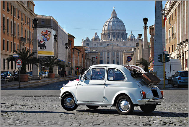 Fiat 500 hire for weddings in Rome