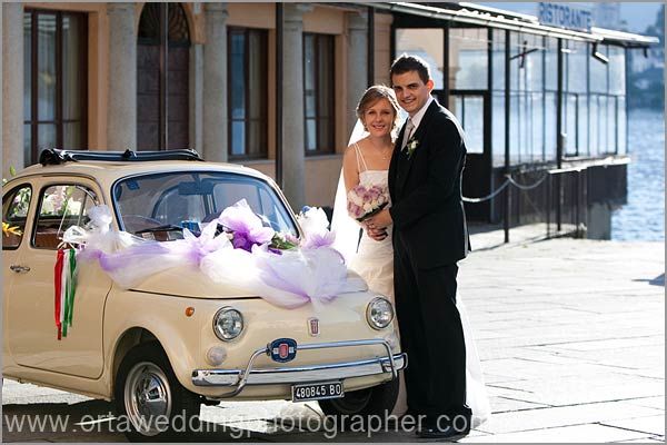 Fiat 500 wedding car hire Lake Orta Italy