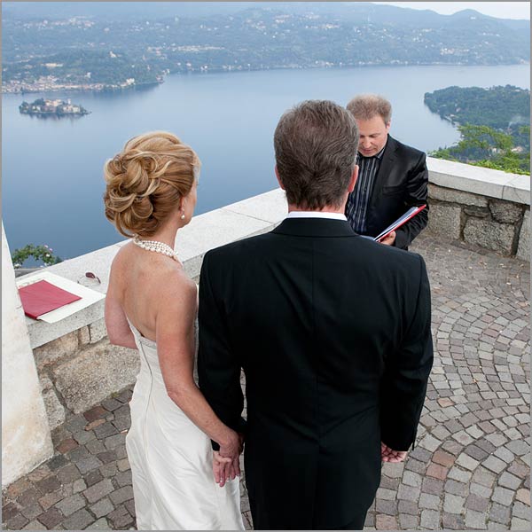 outdoor blessing ceremony overlooking Lake Orta Italy