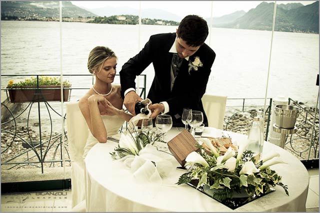 wedding to Belvedere restaurant on Pescatori island