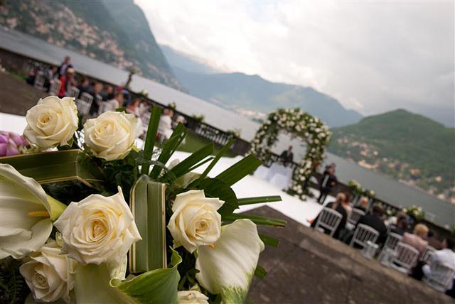 arch of flowers Lake Como wedding