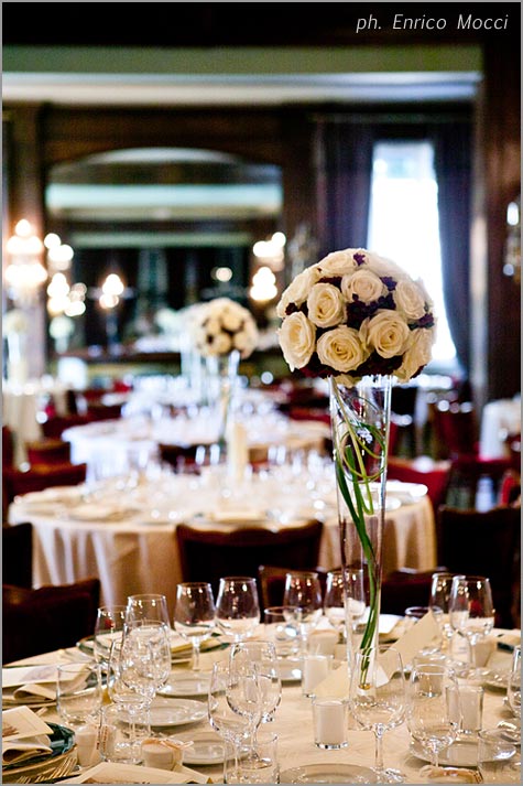 floral centerpieces for wedding reception in Hotel Majestic Pallanza