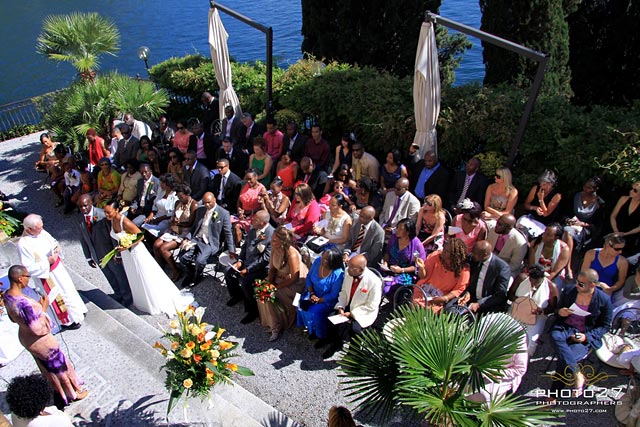 outdoor wedding ceremony in Varenna Lake Como