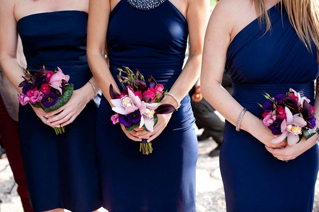 bridesmaids bouquet with orchids on lake Como
