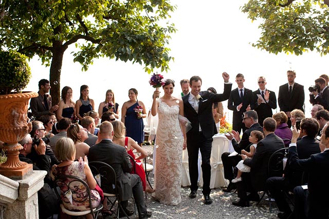 outdoor wedding ceremony on Lake Como