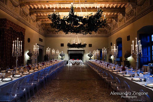 wedding reception dinner at Odescalchi Castle