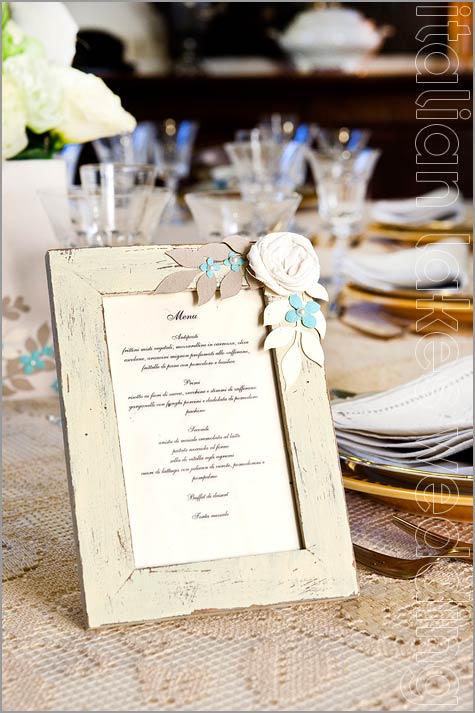 wedding menu cards shabby chic style in Italy