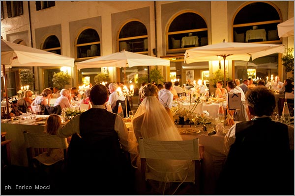 outdoor wedding dinner at San Rocco Hotel Lake Orta