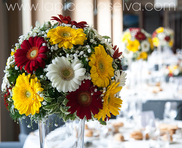 Gerberas wedding centerpiece at San Rocco Hotel