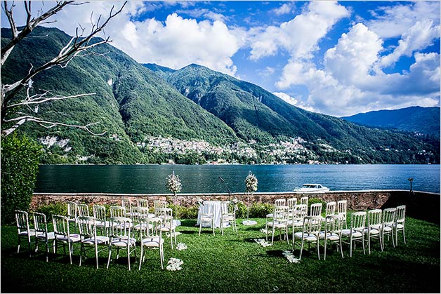 Outdoor binding ceremony on Lake Como