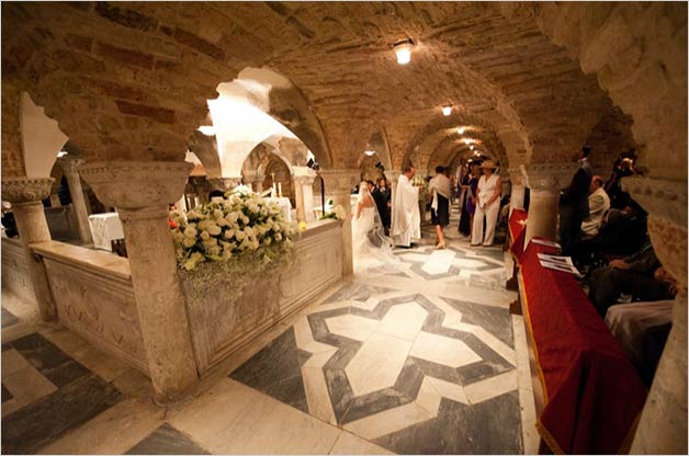 Wedding ceremony at St. Mark’s crypt in Venice