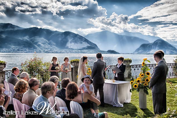  Melanie and David's wedding - June 2010 Another kind of ceremony. Melanie and David decided to get married overlooking Pallanza village and Italian and Swiss Alps. Dramatic photo! - photo by Italian Lakes Wedding