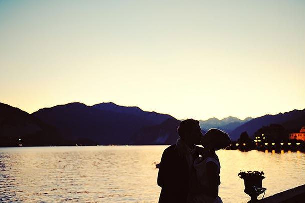  Simone and Stephan's wedding - July 2009 A wonderful kiss at sunset. Like a post card on Lake Maggiore