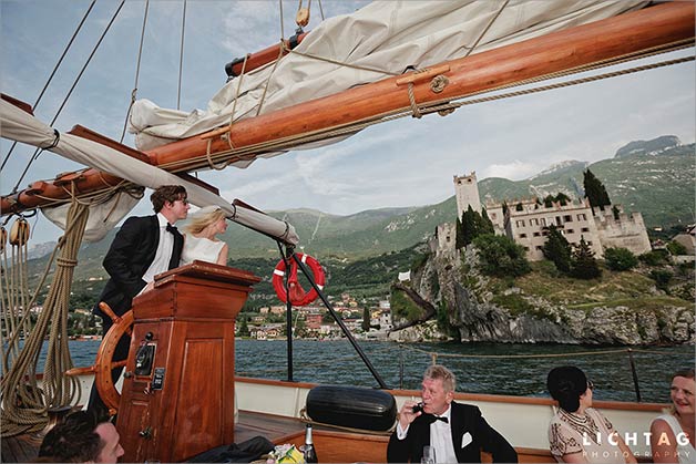 Wedding sailing cruise on Lake Garda