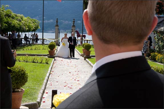 Walking-up-the-aisle-at-Orta-Town-Hall