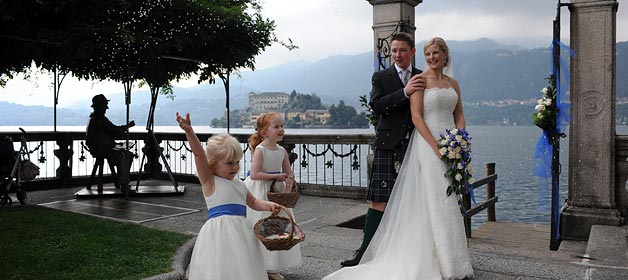Blue and White themed wedding on Lake Orta