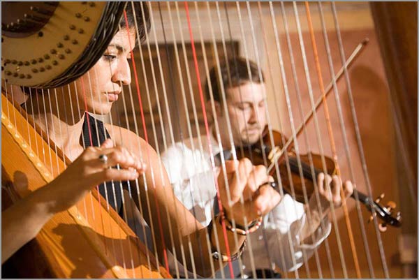wedding musicians harp and violin