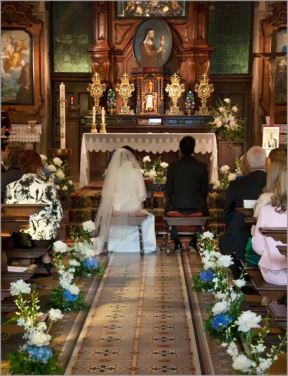 church floral arrangements with peonies