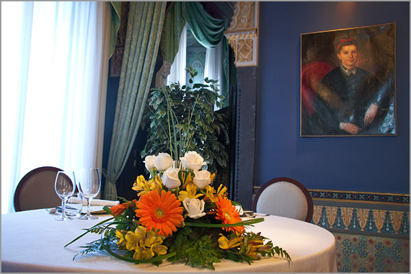 wedding centerpiece in Villa Crespi Hotel & Restaurant