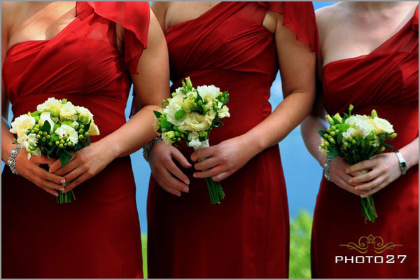bridesmaids red dresses