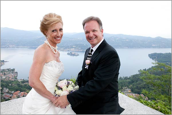 outside wedding ceremony overlooking lake Orta Italy