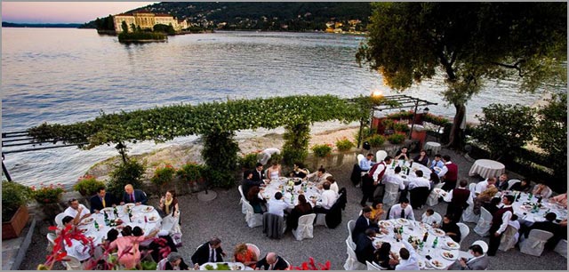 outdoor wedding reception to Verbano restaurant Lake Maggiore