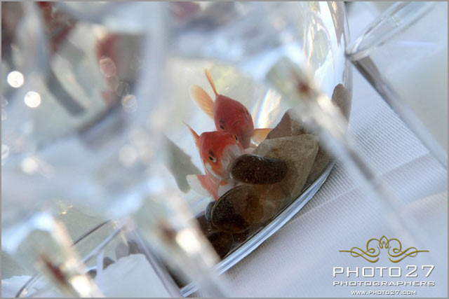 wedding centerpiece with goldfishes