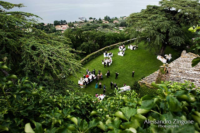 outdoor wedding apertiv at Odescalchi Castle lake Bracciano