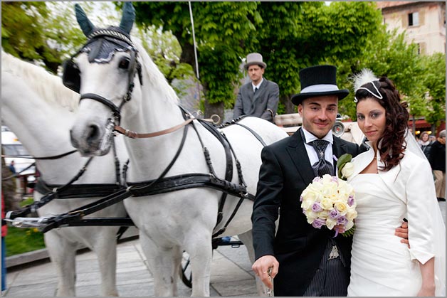 White Wedding horse and carriage in Italy