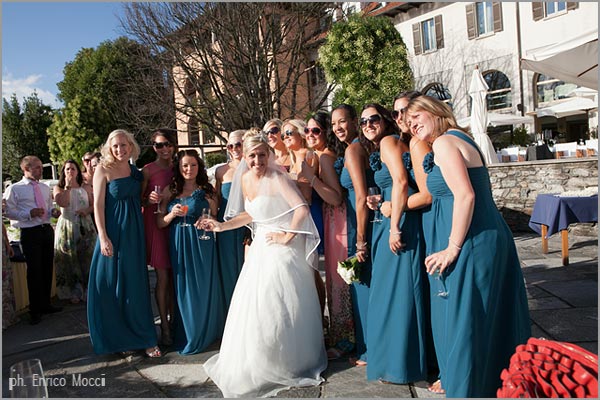 wedding party by the lake Orta at San Rocco Hotel