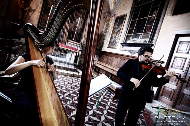 violin and harp Lake Orta wedding musicians