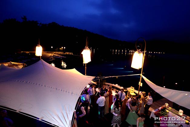 wedding party at Orta Beach Club restaurant