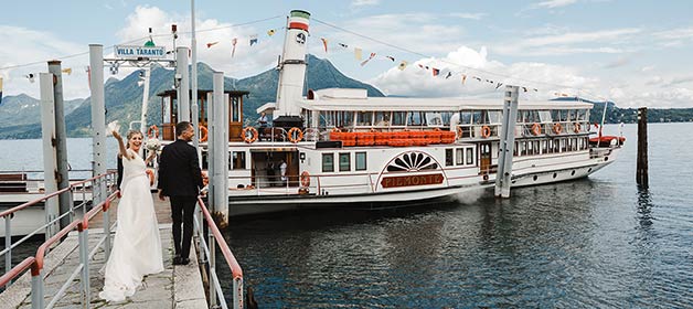 A Wedding Reception on a Vintage ferry boat on Lake Maggiore