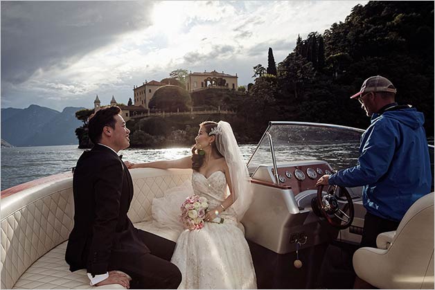 Wedding boat tour on Lake Como