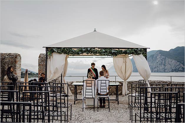 Ceremony on a terrace overlooking Lake Garda