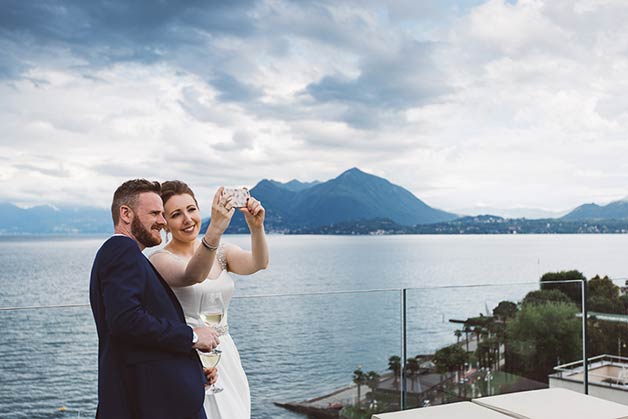reception with a view on a rooftop venue