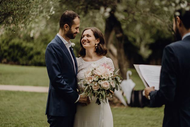 ceremony under olive trees on Lake Garda