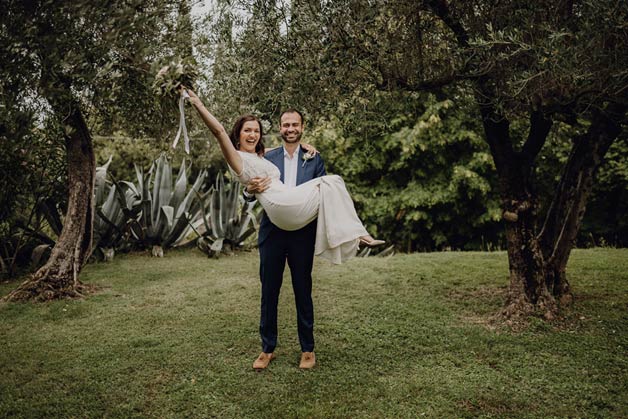 ceremony under olive trees on Lake Garda