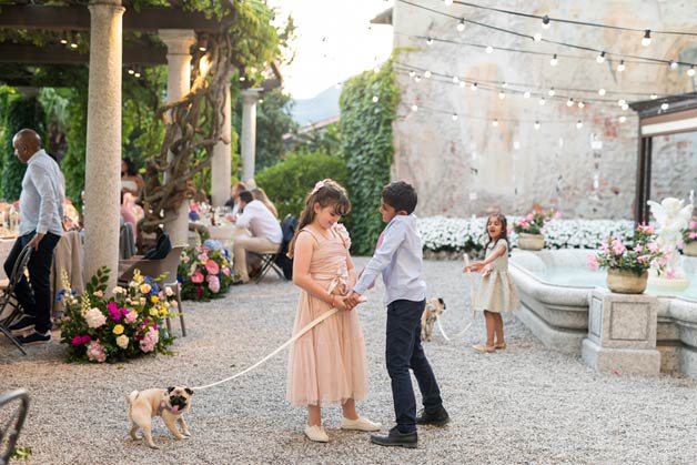 Wedding Reception under the pergola with Lake Como view