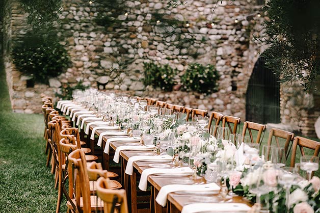 A romantic reception among the olive trees in the garden 