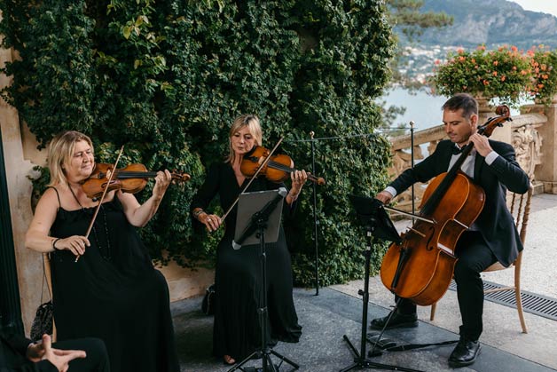 Strings Trio for ceremony music on Lake Como