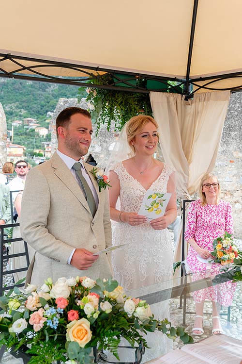 civil ceremony under a small gazebo