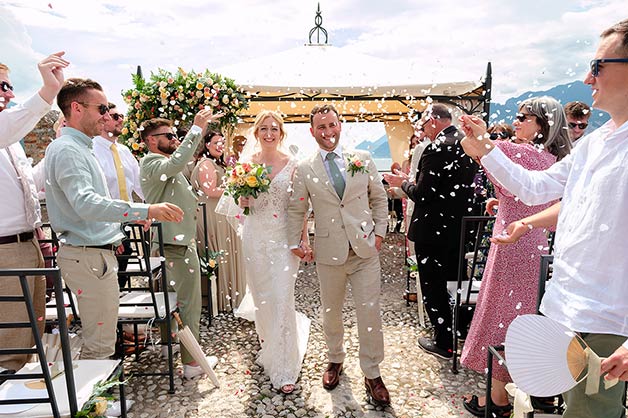 civil ceremony under a small gazebo