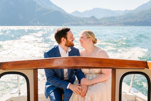 The bridal boat through the lake shore